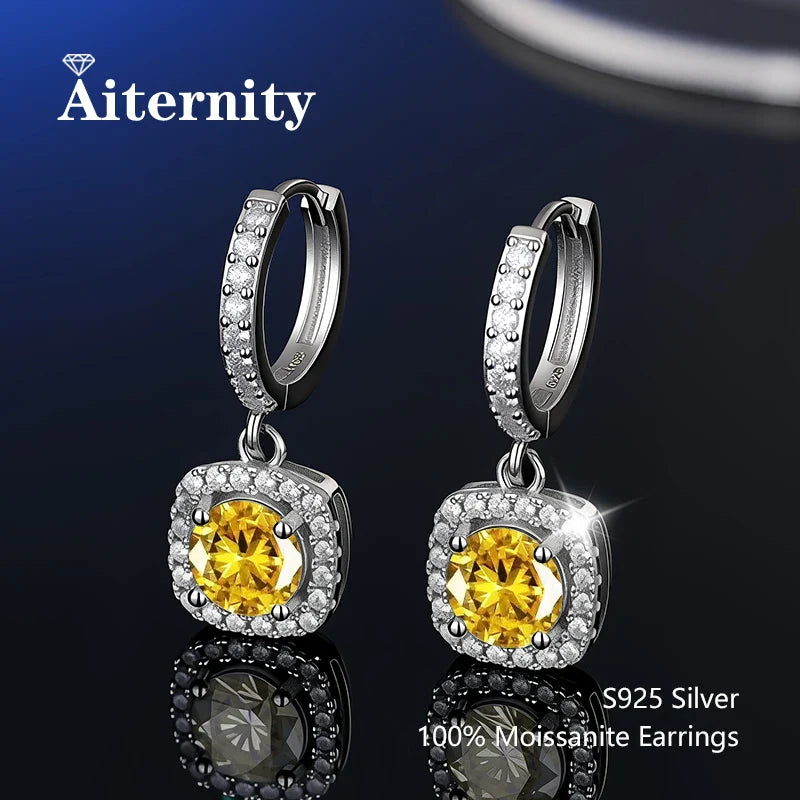 925 Sterling Silver Moissanite Stud Earrings VVS1 Cut GRA Certificate Unisex