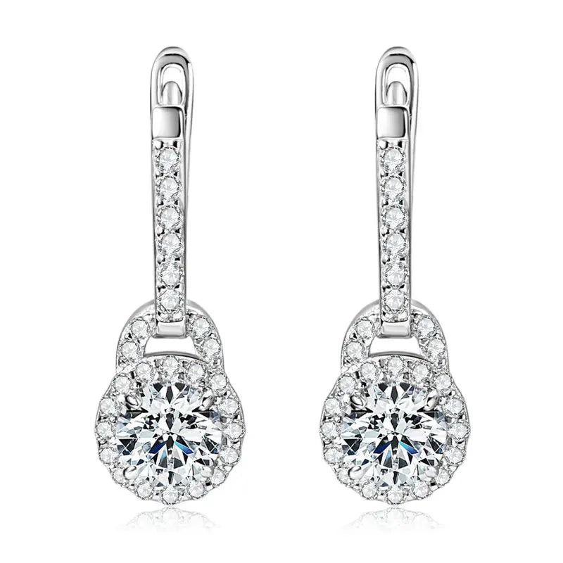 S925 Sterling Silver 0.5ct Moissanite Dangle Hoop Earrings for Women