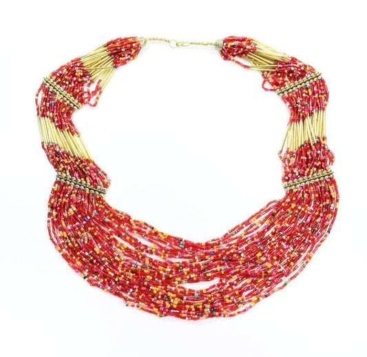 Santa Fe Summer Layered Seed Bead Statement Necklace