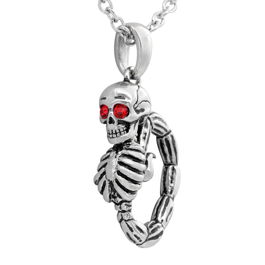 Scorpion Skull Necklace With Red Crystal Eye Pendant
