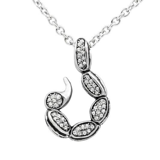 Scorpion Tail Crystal Necklace Sterling Silver Pendant