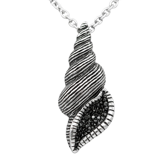 Seashell Pendant Necklace Silver Tone Beach Boho Jewelry