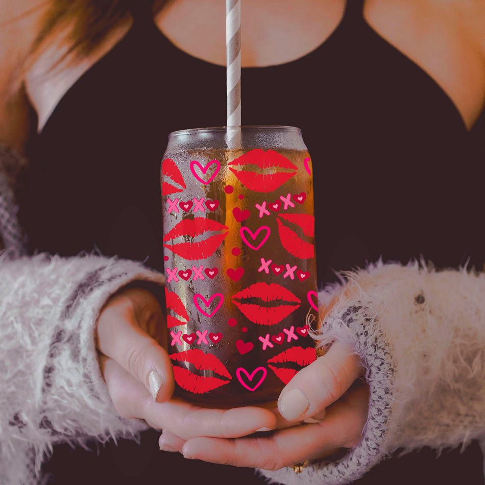 Self Love Club 20oz Glass Tumbler With Bamboo Lid Red Heart Gold Accents