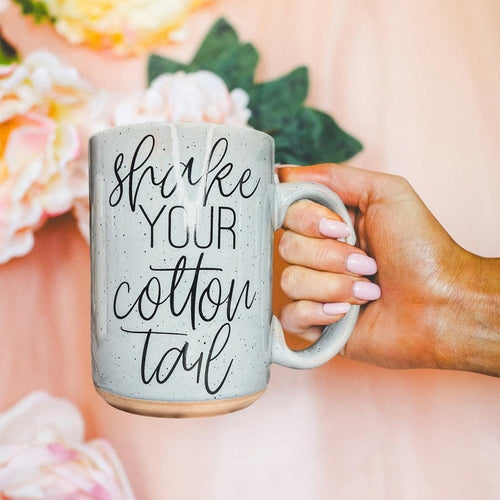 Shake Your Cotton Tail 16oz Ceramic Easter Coffee Mug Pastel Pink Blue