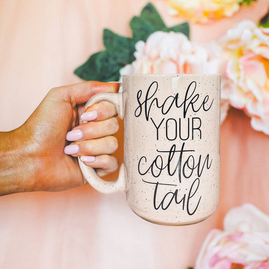 Shake Your Cotton Tail 16oz Ceramic Easter Coffee Mug Pastel Pink Blue