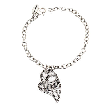 Silver Heart Love Charm Bracelet For Women Adjustable Gift