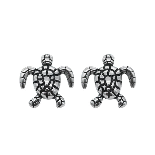 Silver Sea Turtle Stud Earrings Sterling Hypoallergenic