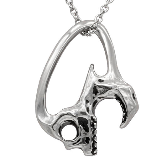 Silver Skull Pendant Necklace Gothic Biker Chain 24 Inch