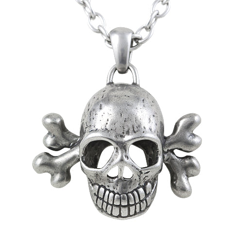 Silver Skull Pendant Necklace Gothic Biker Unisex Chain