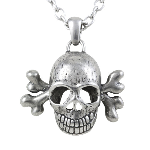 Silver Skull Pendant Necklace Gothic Biker Unisex Chain