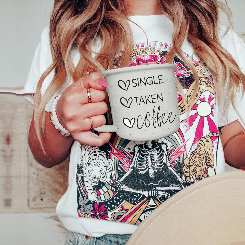 Single Taken Coffee Ceramic Mug 14.5oz Funny Relationship Status Gift