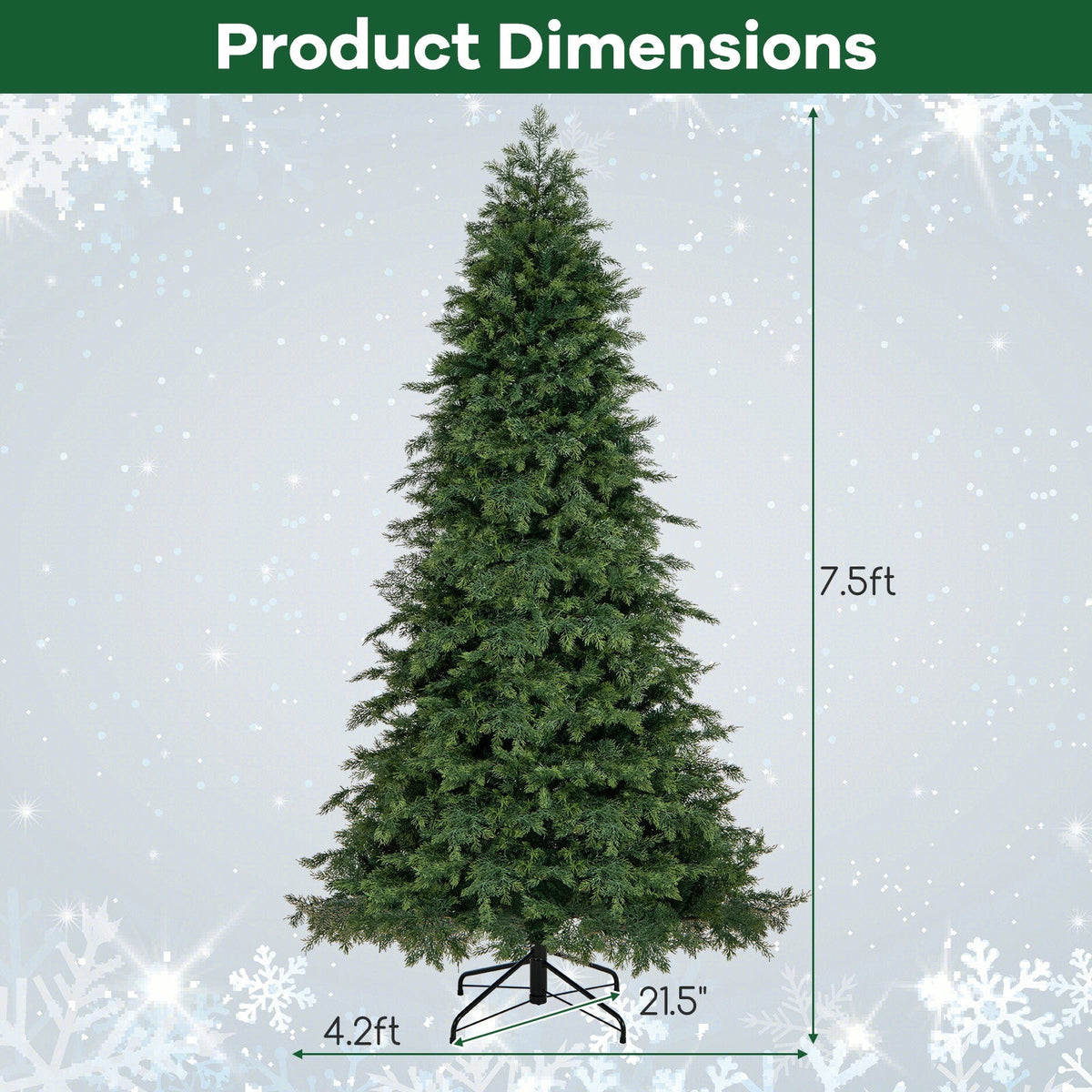 6/7.5 Feet Pre-Lit Artificial Christmas Tree with 11 Modes and Metal Stand