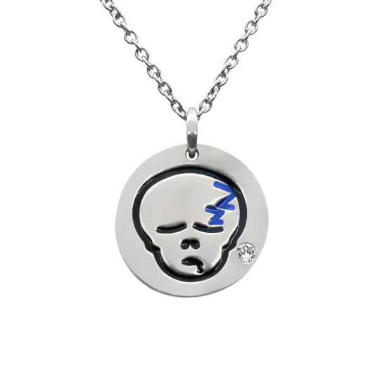 Skull Emoji Crystal Necklace Pendant With CZ Accent