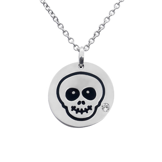 Skull Emoji Necklace With Swarovski Crystal Accent Pendant