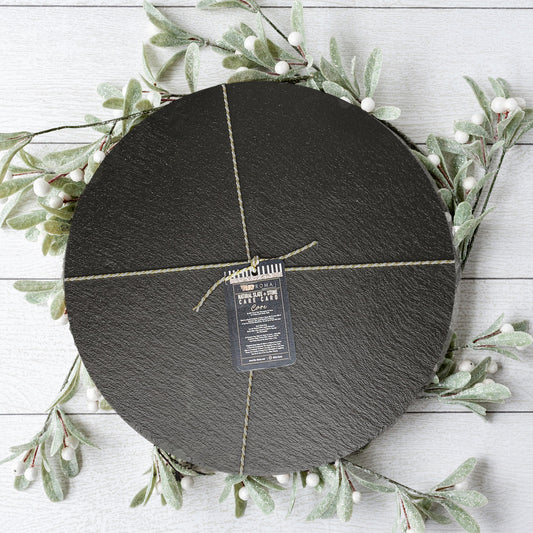 Slate Round 14 Inch Cheese Board - Natural Edge Serving Platter