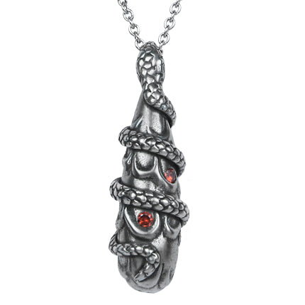 Snake Teardrop Necklace Gothic Silver Serpent Pendant