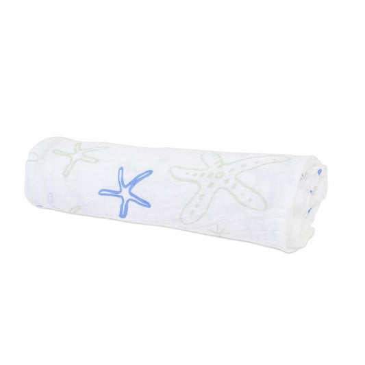 Soft Starfish Pattern Cotton Muslin Swaddle Blanket