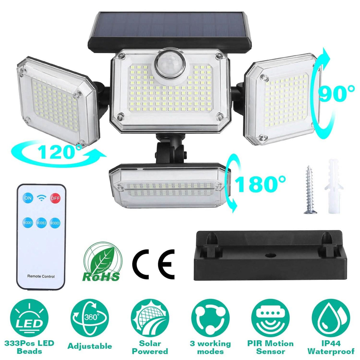 Solar Powered Wall Lights Outdoor Motion Sensor Lamps