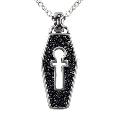 Soul Locket Coffin Ankh Pendant Necklace Silver Gothic