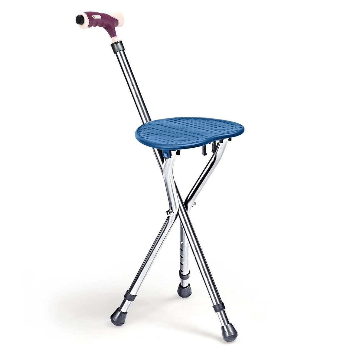 Lightweight Adjustable Folding Cane Seat with Light