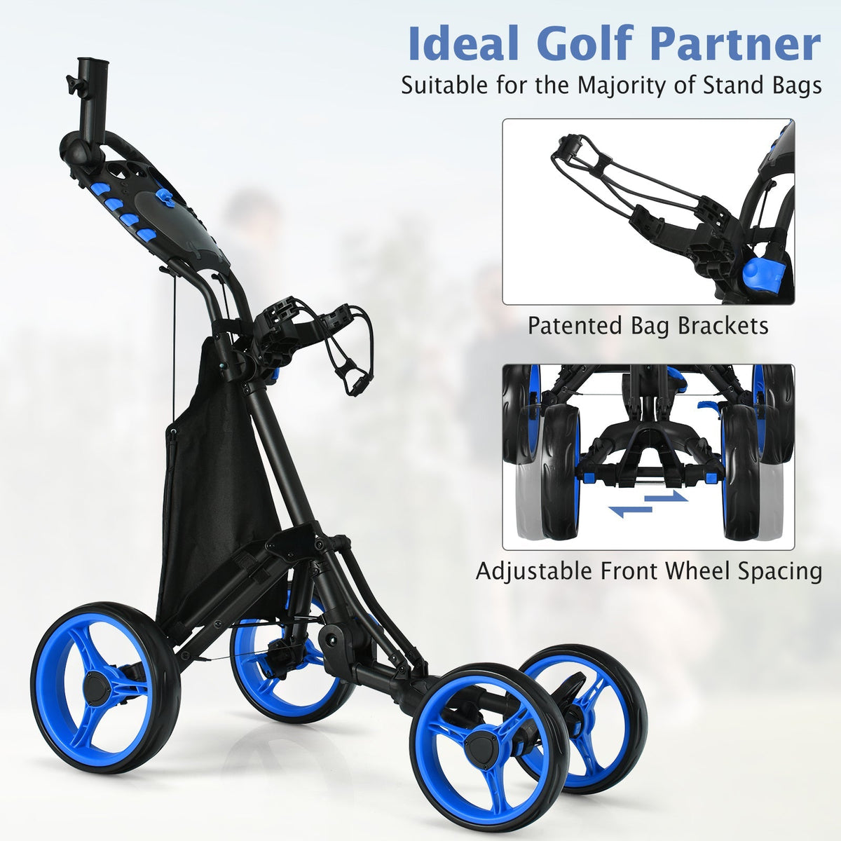 Golf Push Pull Cart with Foot Brake