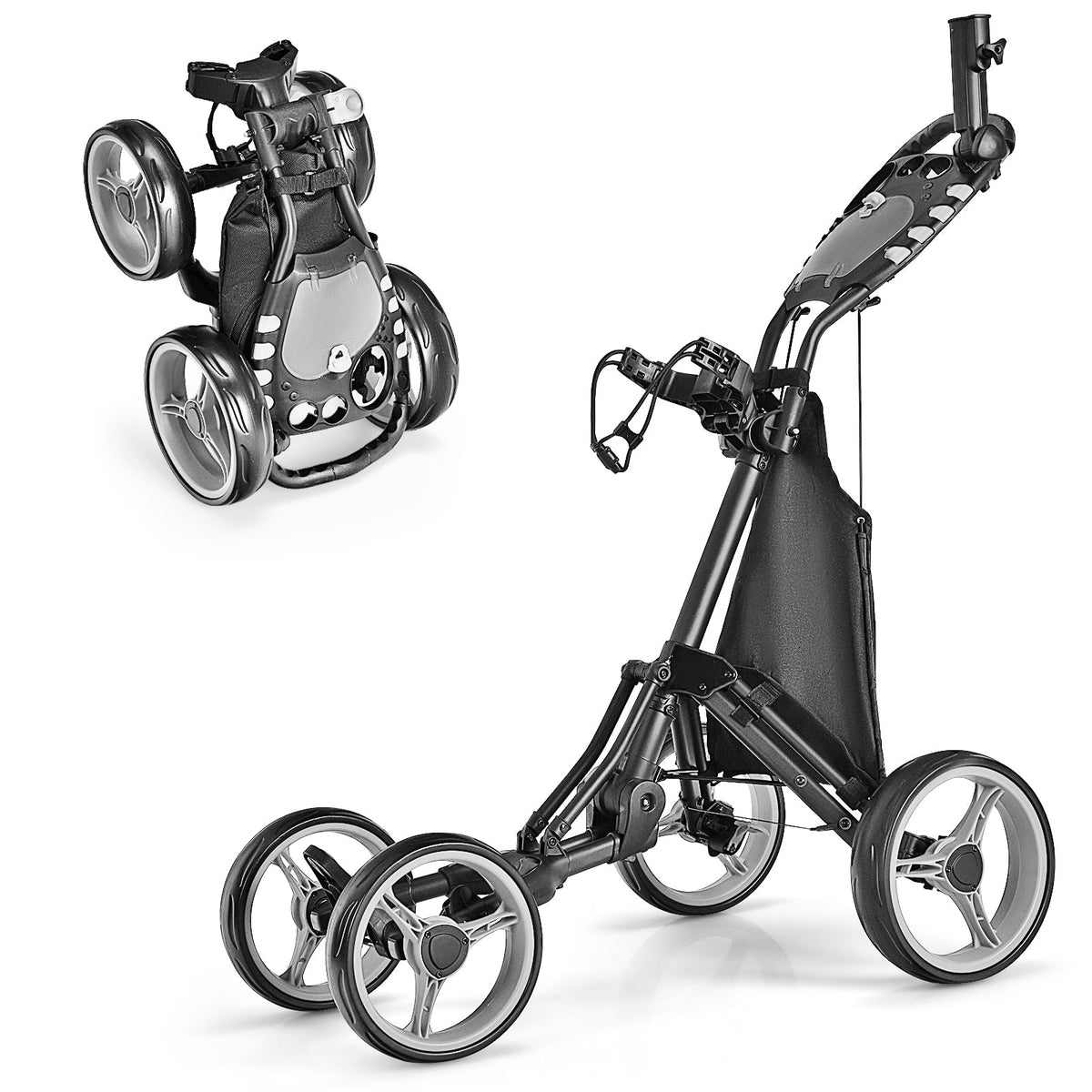 Golf Push Pull Cart with Foot Brake