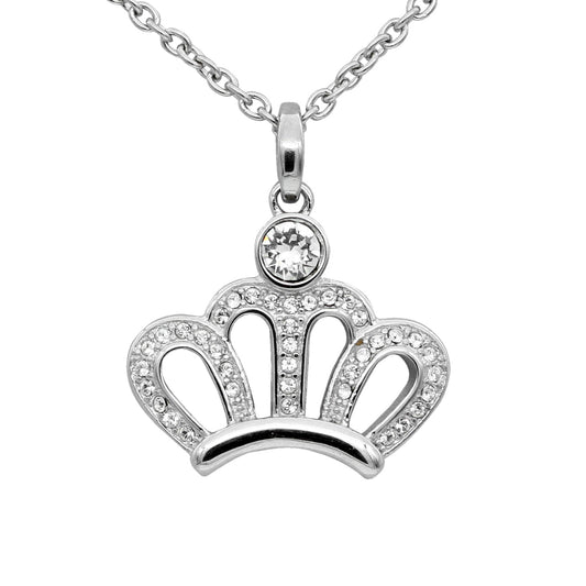 Sparkling Crown Necklace Sterling Silver Cubic Zirconia