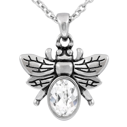 Stainless Steel Bee Necklace With Swarovski Crystal