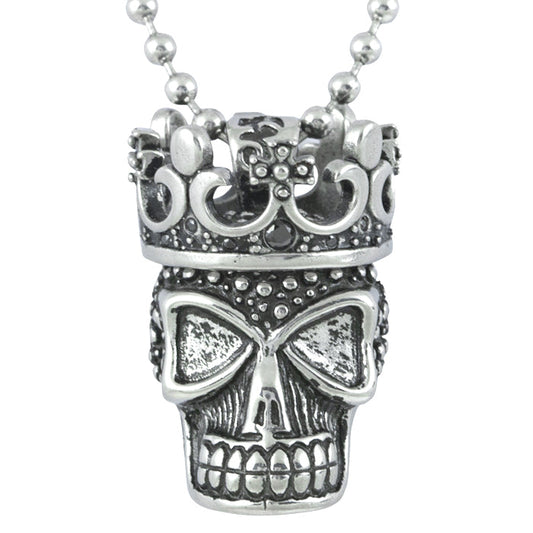 Steel Skull Crown Necklace Gothic Pendant Chain for Men
