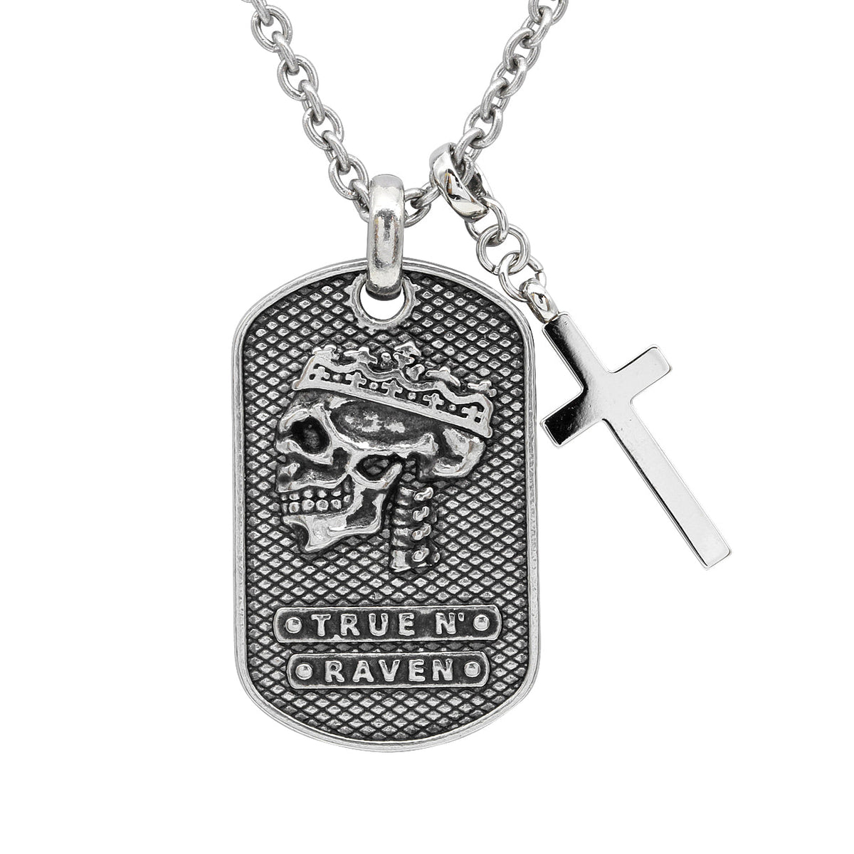 Steel Skull King And Cross Pendant Necklace For Men