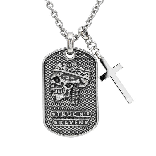 Steel Skull King And Cross Pendant Necklace For Men