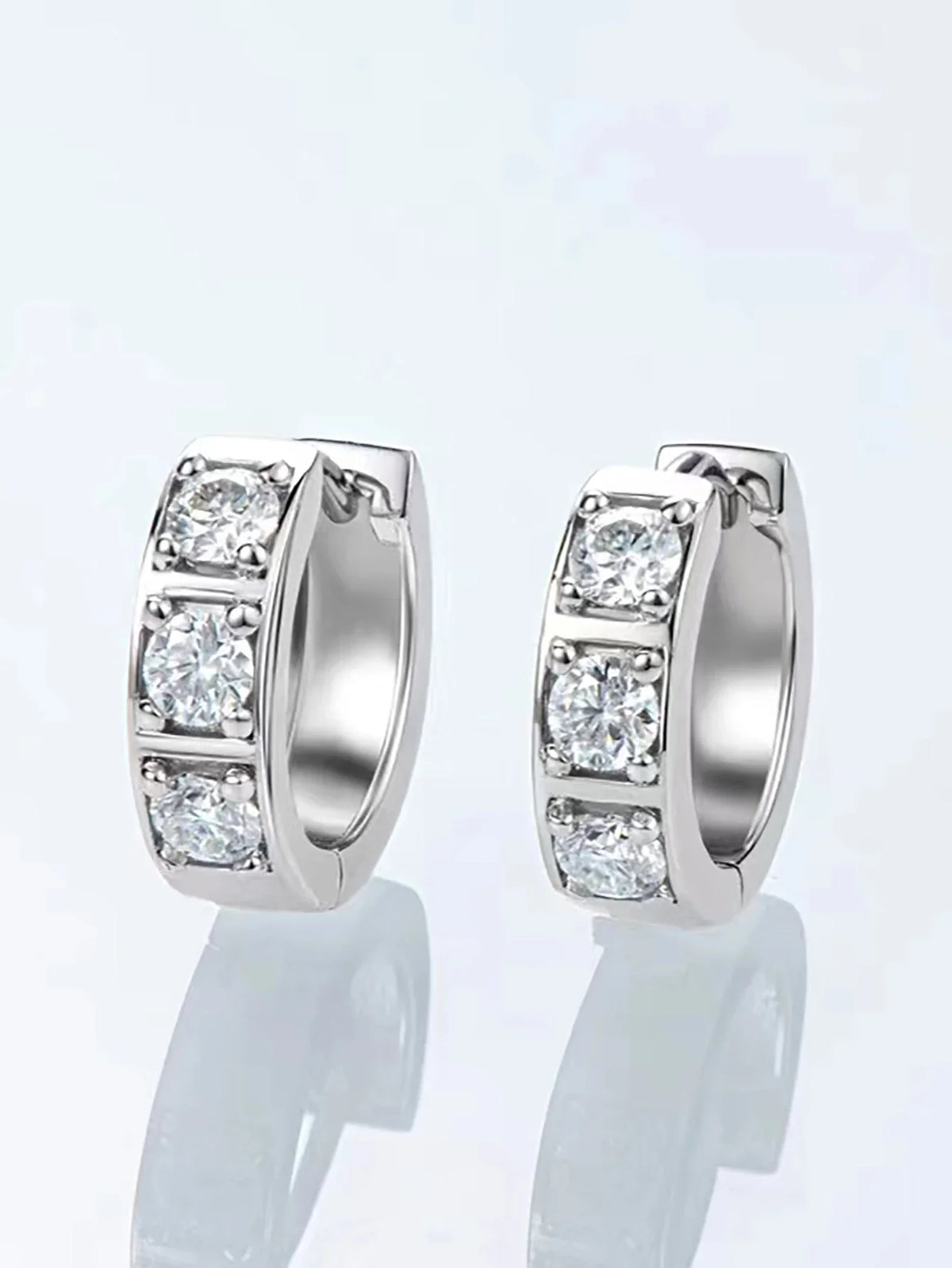 Sterling Silver 0.6ct Moissanite Hoop Earrings Black White Two-Tone 925