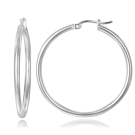 Sterling Silver 1.8 Inch Plain Hoop Earrings For Women