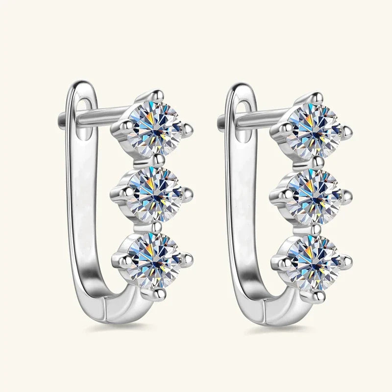Sterling Silver 925 0.6ct Moissanite Stud Earrings Unisex Classic Retro