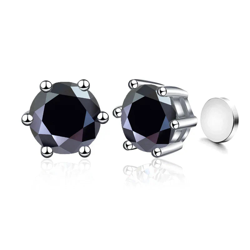 Sterling Silver 925 1ct Moissanite 6-Claw Stud Earrings Unisex Magnetic Hole