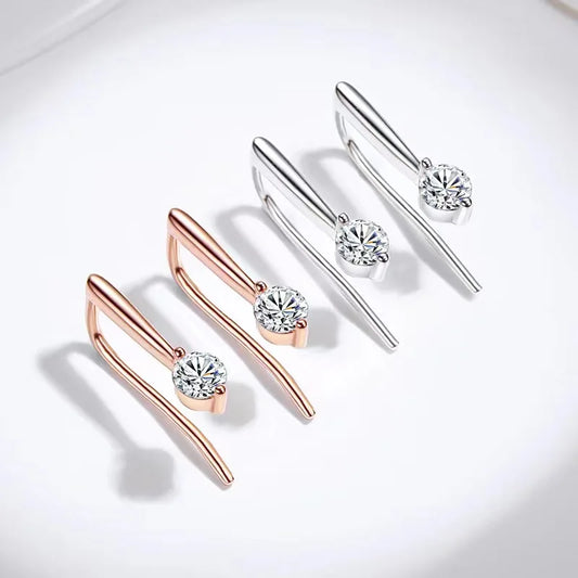 Sterling Silver 925 Moissanite Drop Earrings 1.0cttw (0.5ctx2) Bridal Luxury Fashion Gift