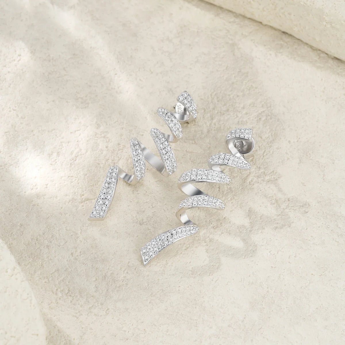 Sterling Silver 925 Moissanite Spiral Drop Earrings For Women Twisted Elegant