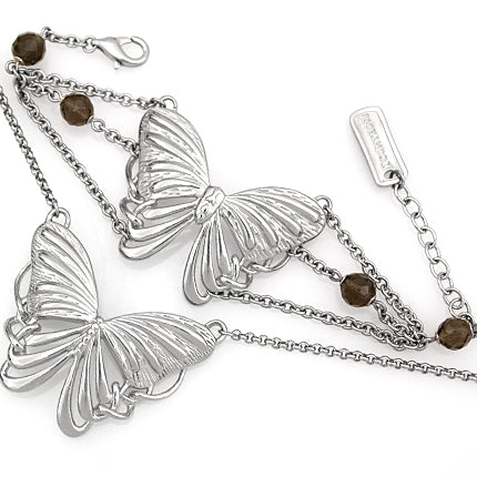 Sterling Silver Butterfly Necklace And Bracelet Set