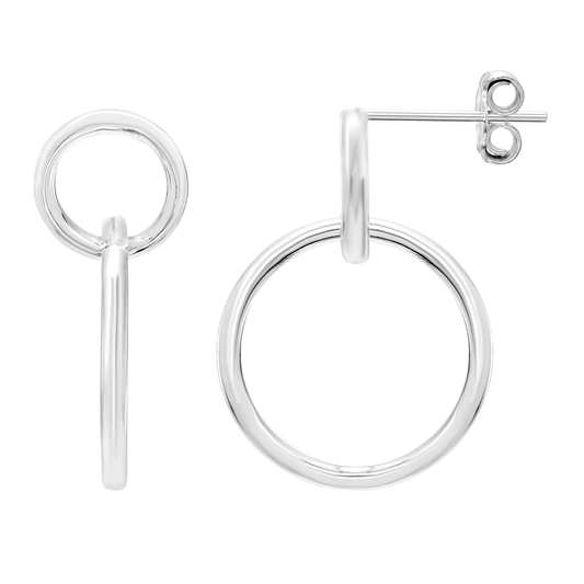 Sterling Silver Double Circle Hoop Earrings Minimal
