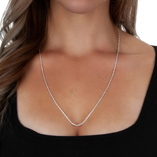Sterling Silver Italian Rope Chain Necklace 18 Inch