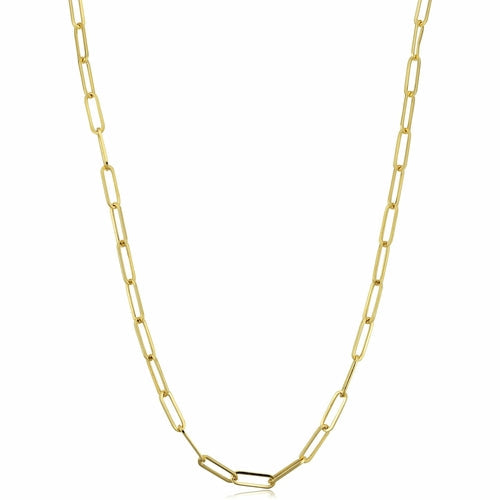 Sterling Silver Paperclip Chain Necklace 18K Gold Plated