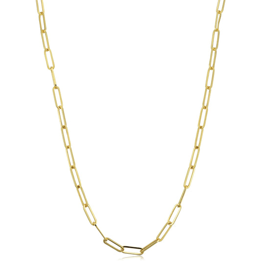 Sterling Silver Paperclip Chain Necklace 18K Gold Plated