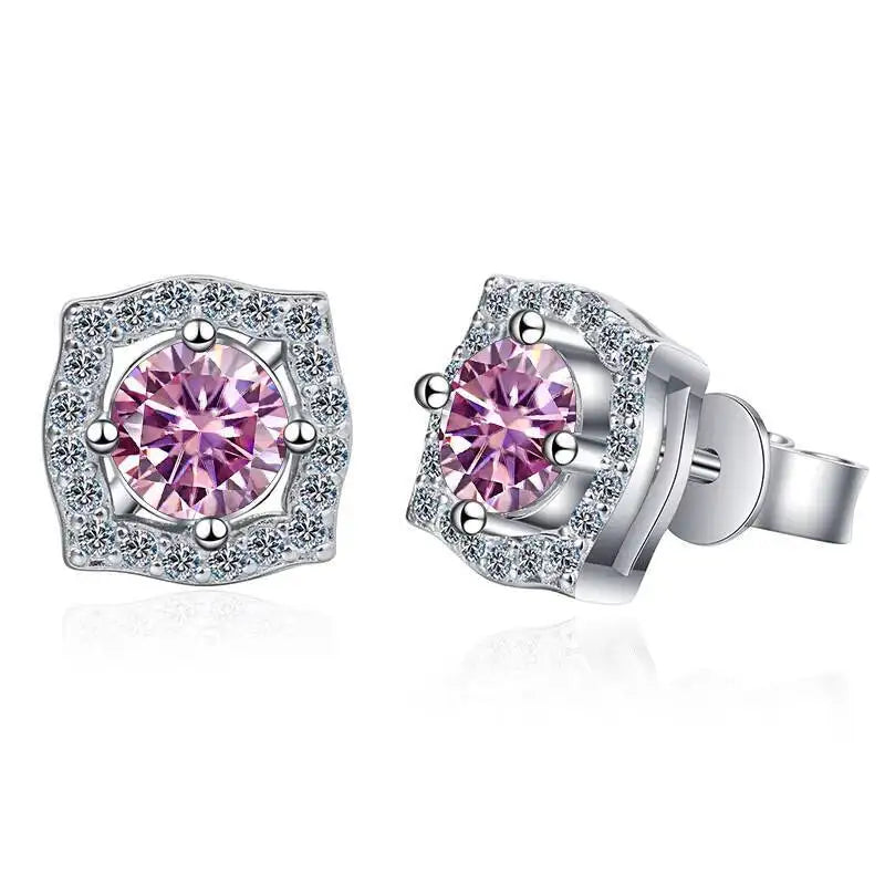 Sterling Silver Moissanite 1ct Stud Earrings Sterling 925 Lab-Created Diamond
