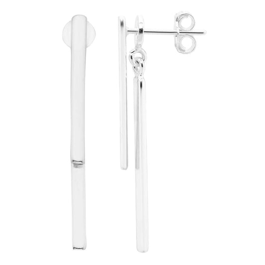 Sterling Silver Polished Bar Drop Earrings 925 Stud