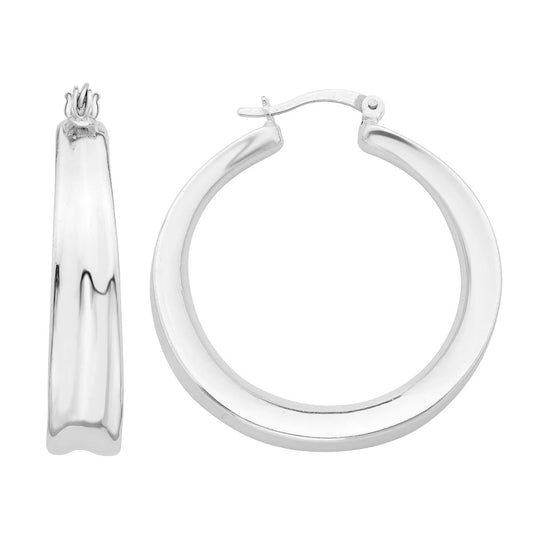 Sterling Silver Polished Hoop Earrings Classic 25mm