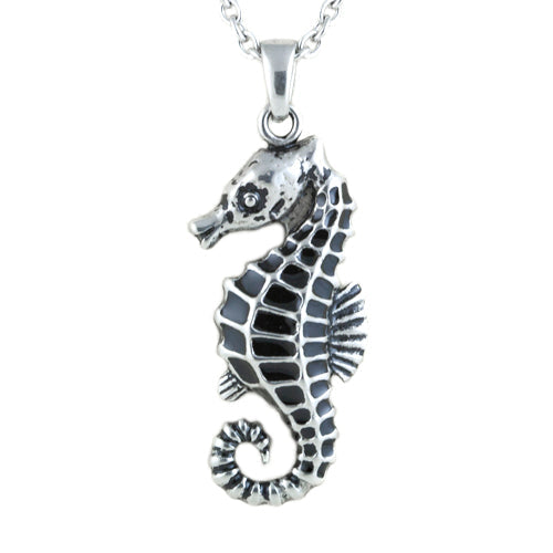 Sterling Silver Seahorse Pendant Necklace Ocean Jewelry