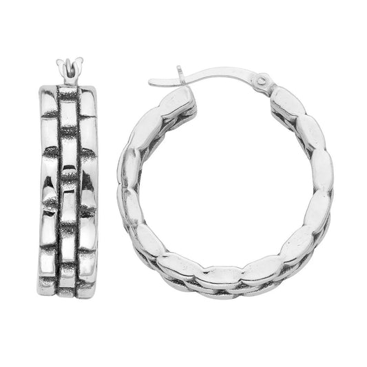 Sterling Silver Stacked Hoop Earrings Lightweight 25mm