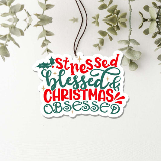 Stressed Blessed Hanging Air Freshener Car Home Office Scented Ornament