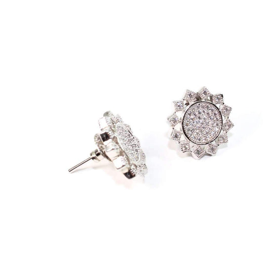 Sun Chakra Sparkling Stud Earrings Sterling Silver CZ