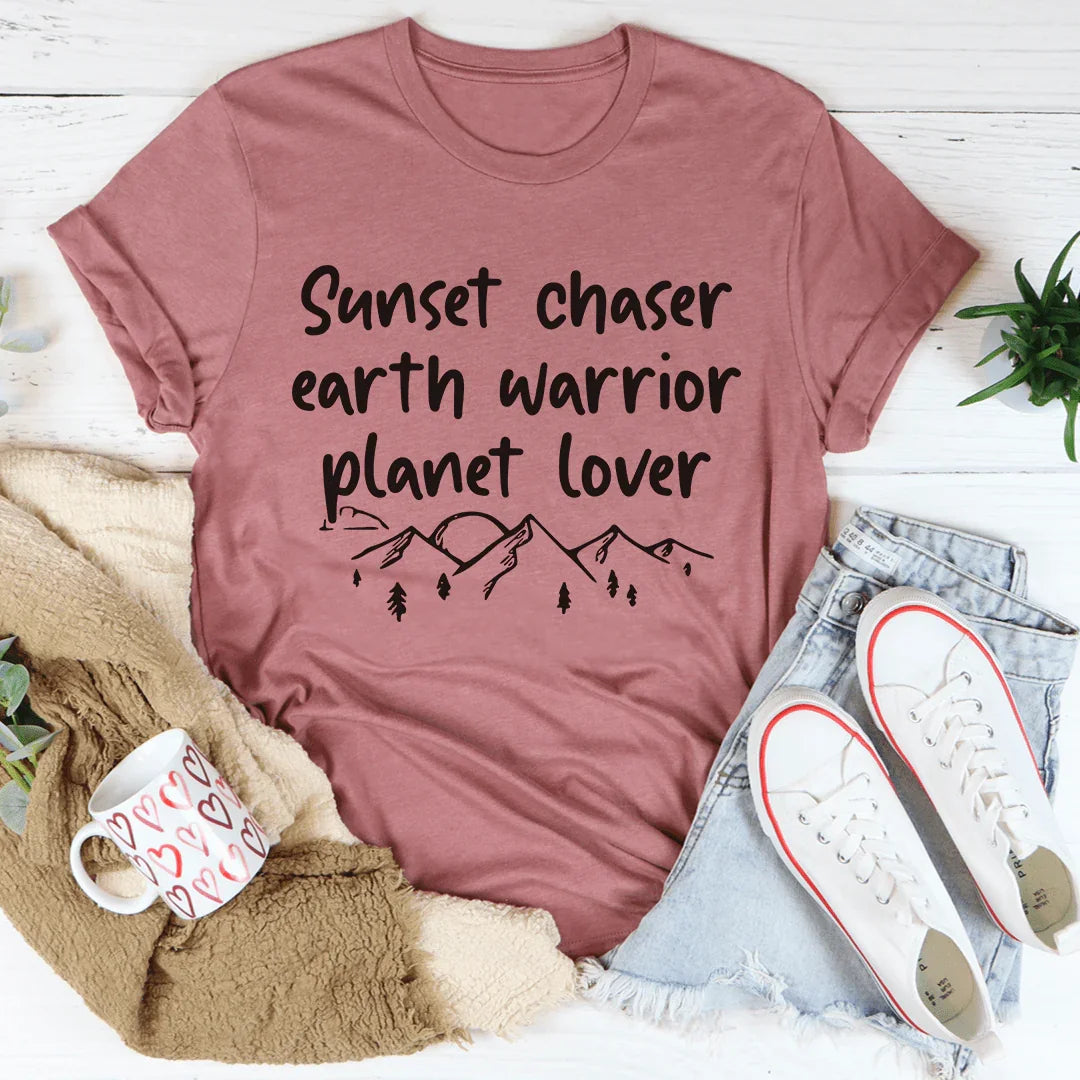 Sunset Chaser Earth Warrior Planet Lover Tee